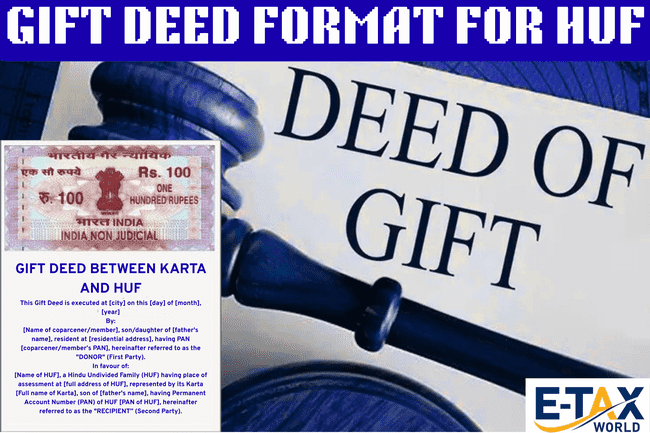 gift deed format for huf